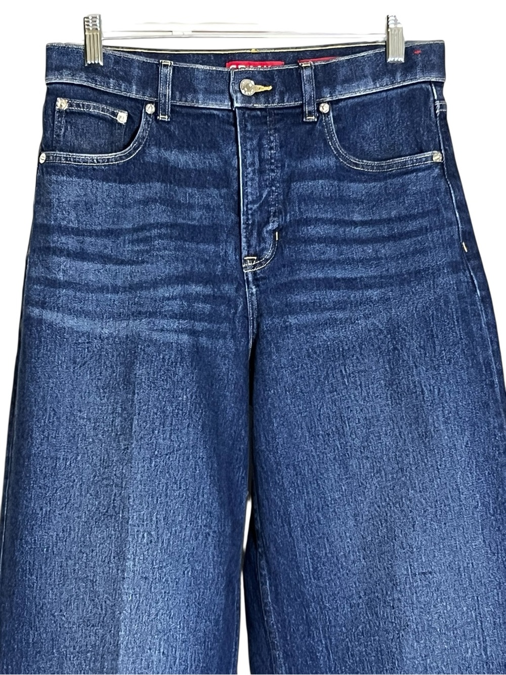 SPANX Authentic 360 High Rise Wide Leg Jeans Dark Medium Wash M 8/10 - Picture 9 of 14